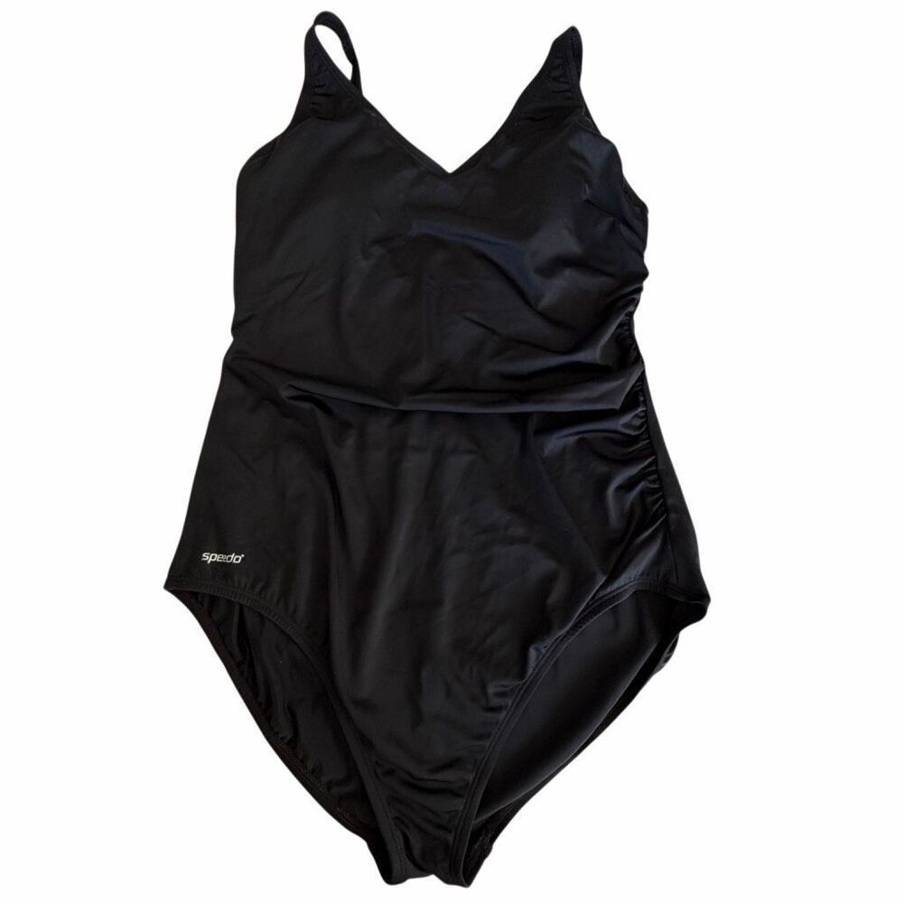 Speedo Side Shirred One Piece Swimsuit 16 Black
